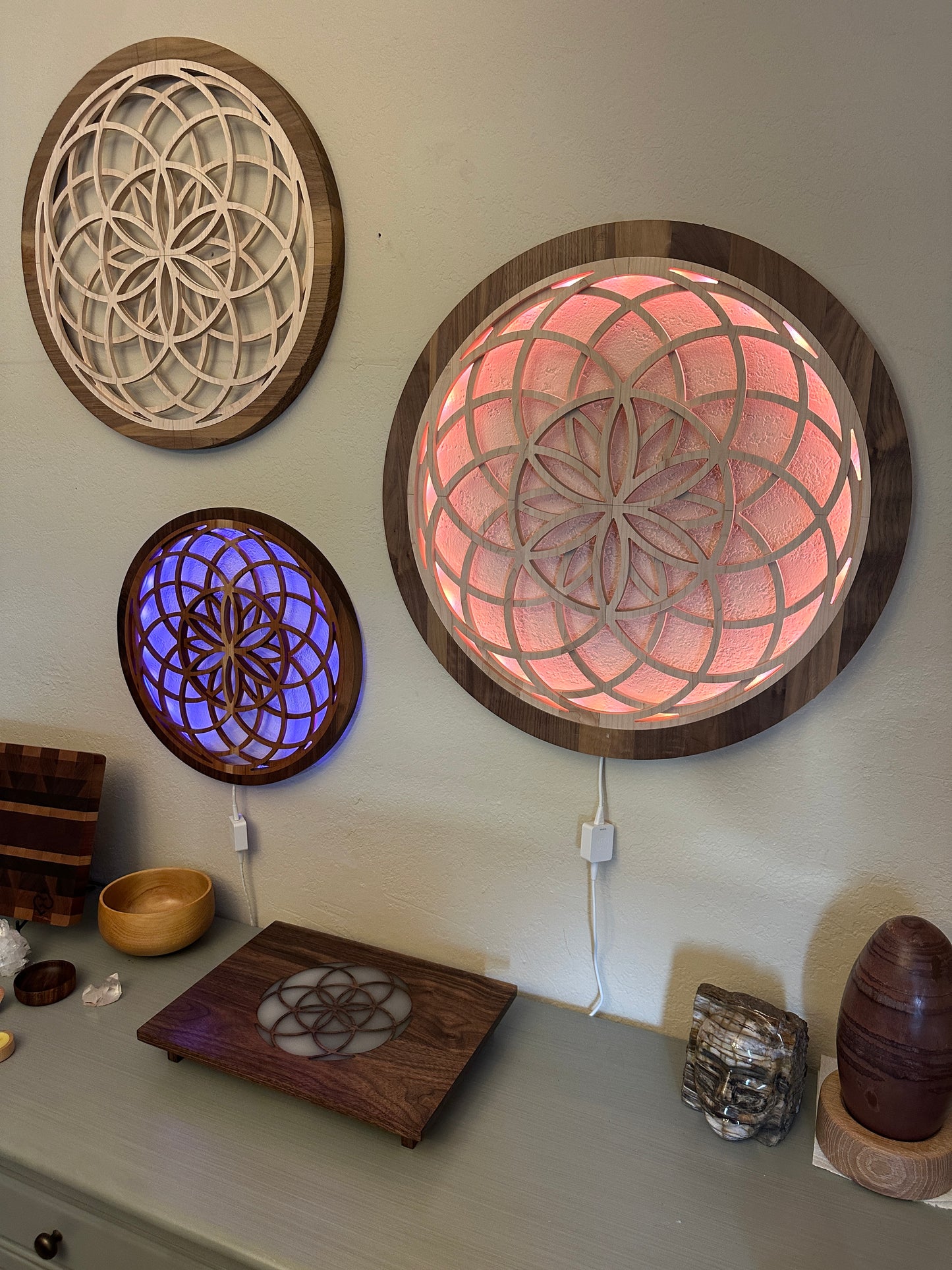 Seed of Life Walnut Desktop Altar