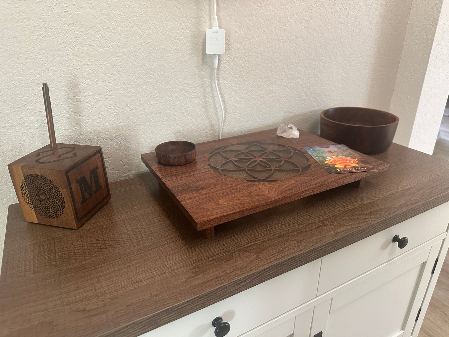 Seed of Life Walnut Desktop Altar